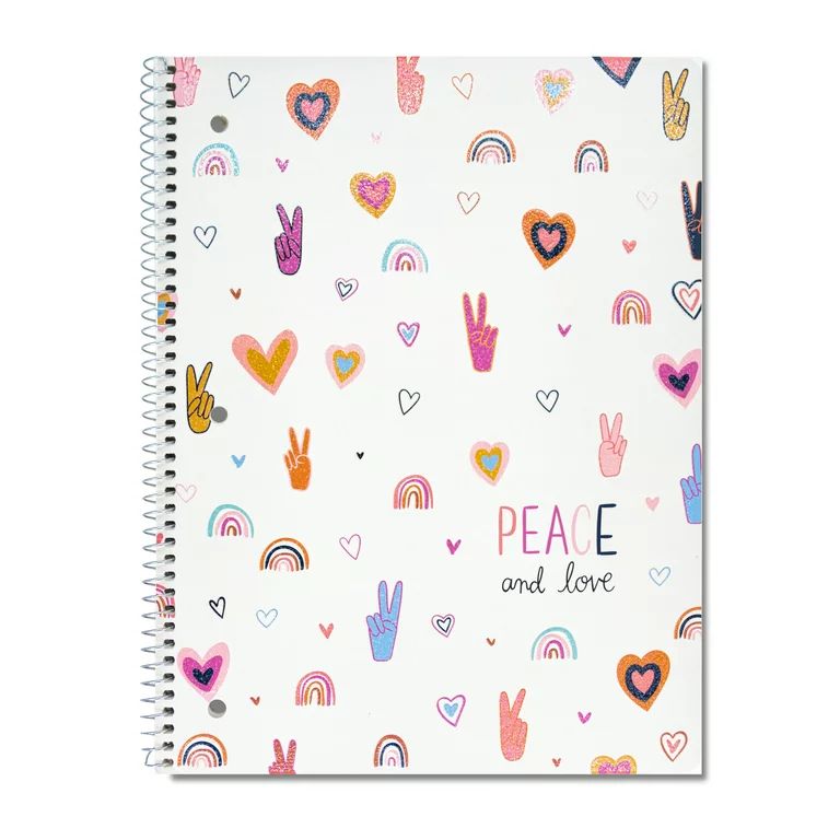 Class Act Stationery 1-Subject Spiral Notebook, 80 WR Sheets, Love and Peace - Walmart.com | Walmart (US)