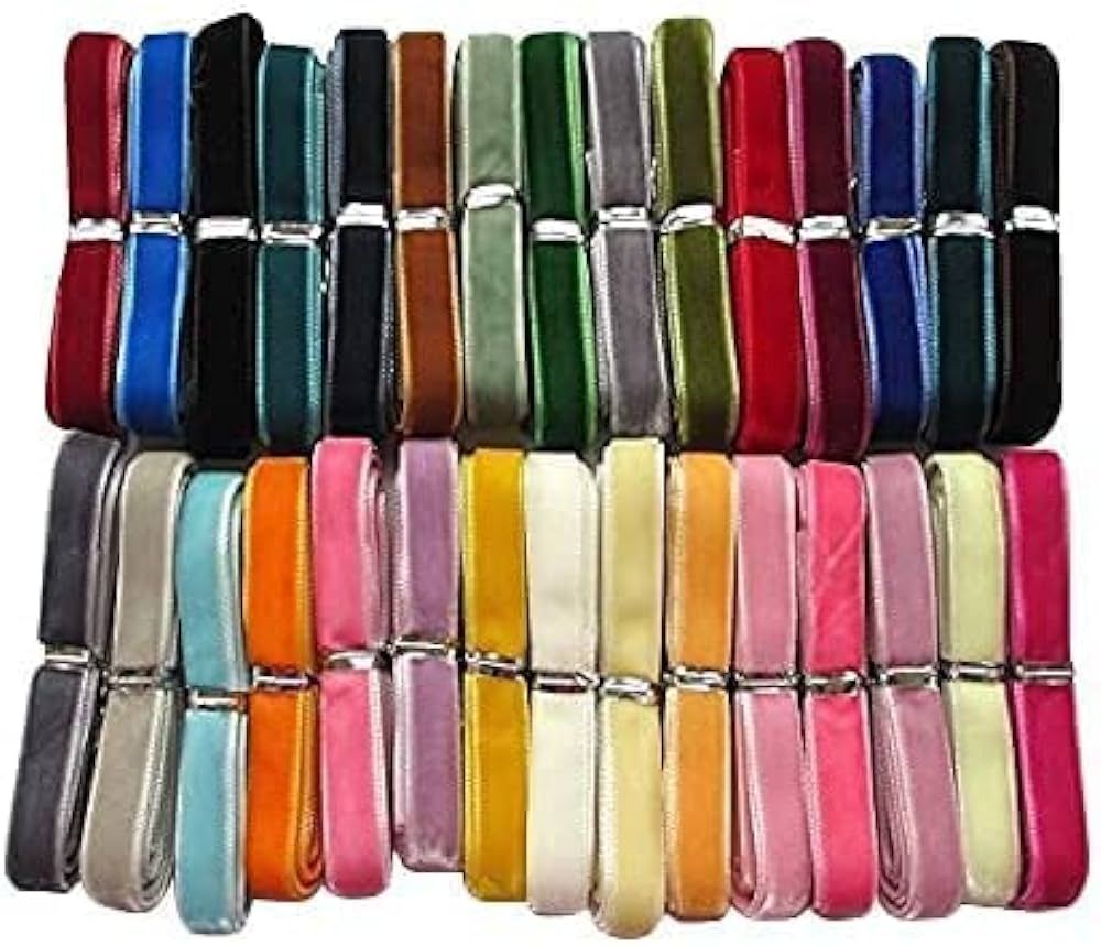 Chenkou Craft 30 Yards 1/8" (3mm) Velvet Ribbon Total 30 Colors Assorted Lots Bulk (Multicolored,... | Amazon (US)