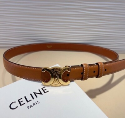 CELINE MEDIUM TRIOMPHE BELT MADE OF NATURAL BROWN CALFSKIN YELLOWISH BROWN BELT  | eBay | eBay US