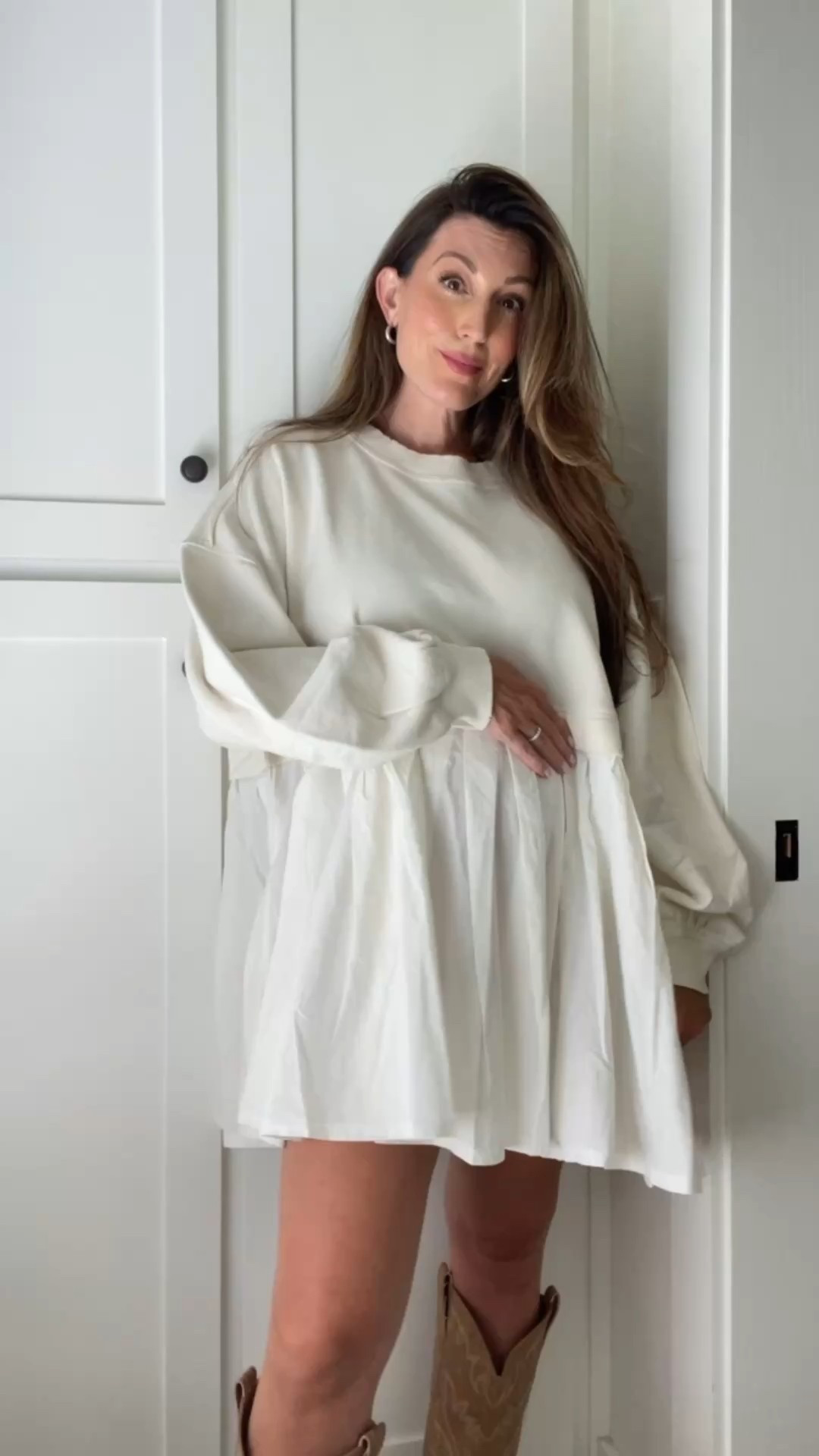 Nsale outfit ideas that are bump friendly and still in stock 💛

Sizing:
Free people dress: S (runs big)
Faherty sweater: M (tts)
Madewell denim top: M (size up)
Zella set: L top and M bottom (due to
Bump but I prefer sizing up) 

#LTKSaleAlert