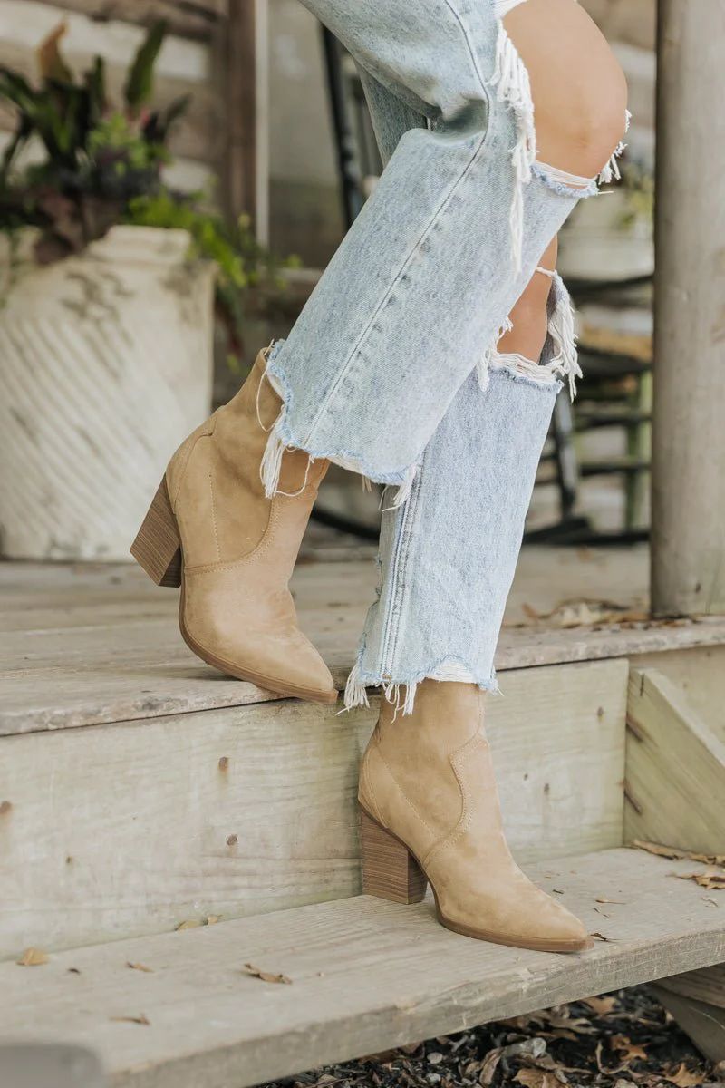 Mia Rachell Beige Stretch Boots | Magnolia Boutique | Magnolia Boutique