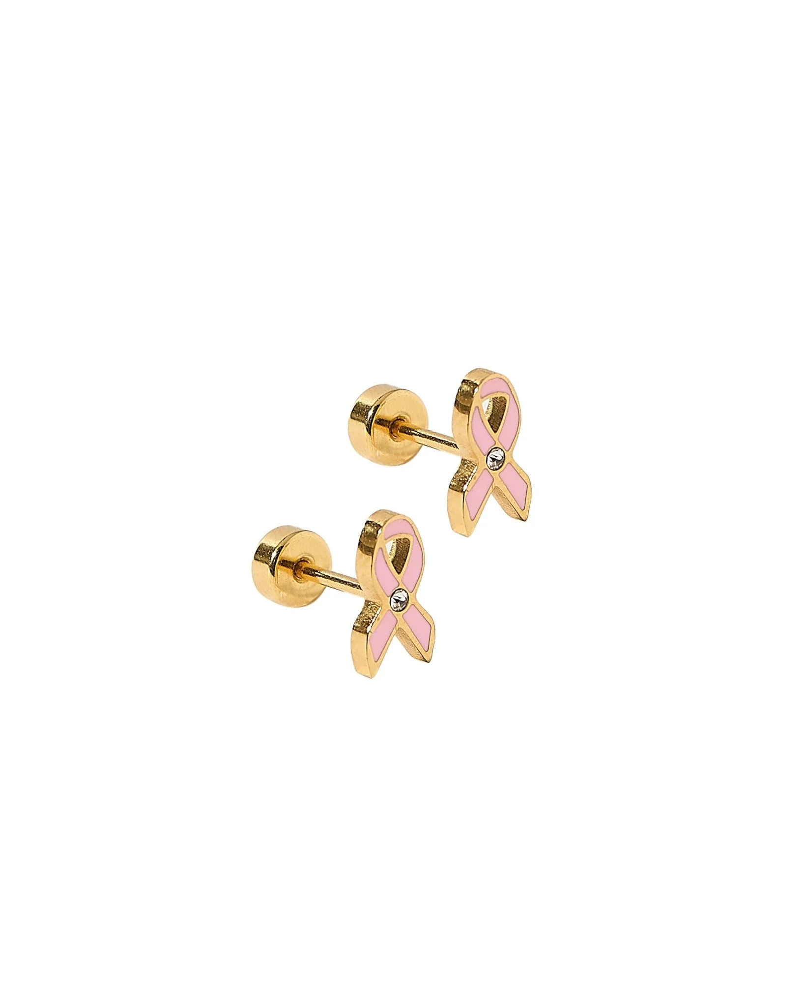 Screwback Stud Earrings - Breast Cancer Ribbon | LINNY CO LLC
