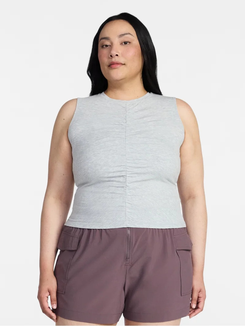 Avia Women's Shirred Ribbed Cinch Ballet Tank, Sizes XS-XXXL | Walmart (US)