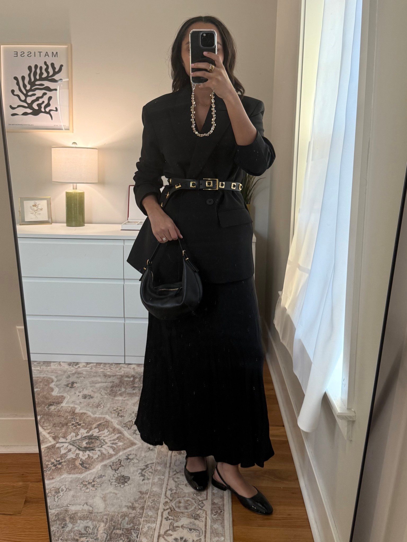 Blazer is Zara double breasted oversized blazer

Chunky belt, long maxi skirt, handbag, ballet flats (not the most comfortable imo)

#LTKStyleTip #LTKFindsUnder100 #LTKFindsUnder50