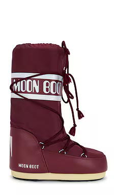 MOON BOOT Icon Nylon Boot in Burgundy from Revolve.com | Revolve Clothing (Global)
