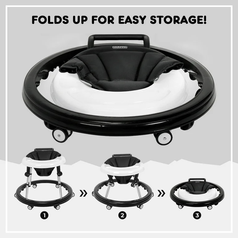 HARPPA Foldable Baby Walker for Babies 6-24 Months, Anti-Rollover, Seat and Height Adjustable, Bl... | Walmart (US)