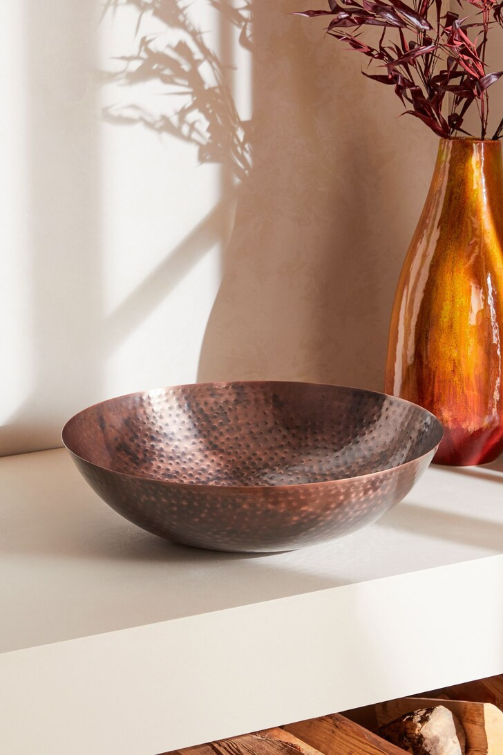 Bronze Large Hammered Metal Decorative Bowl | Lipsy
