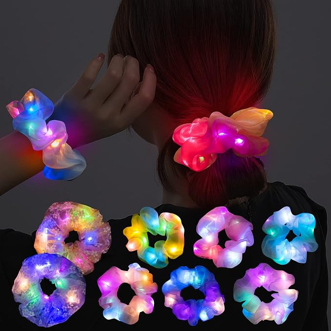 8 Pcs LED Scrunchies for Women - Scrunchy, Light Up Scrunchies for Girls, Colorful Yarn Hair Tie ... | Amazon (US)