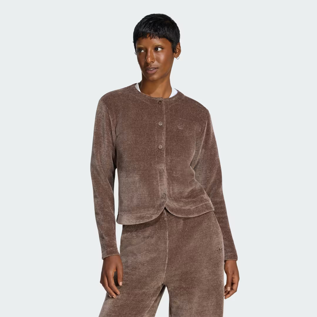PREM ESS CHENILLE BUTTON UP CARDIGAN | adidas (US)