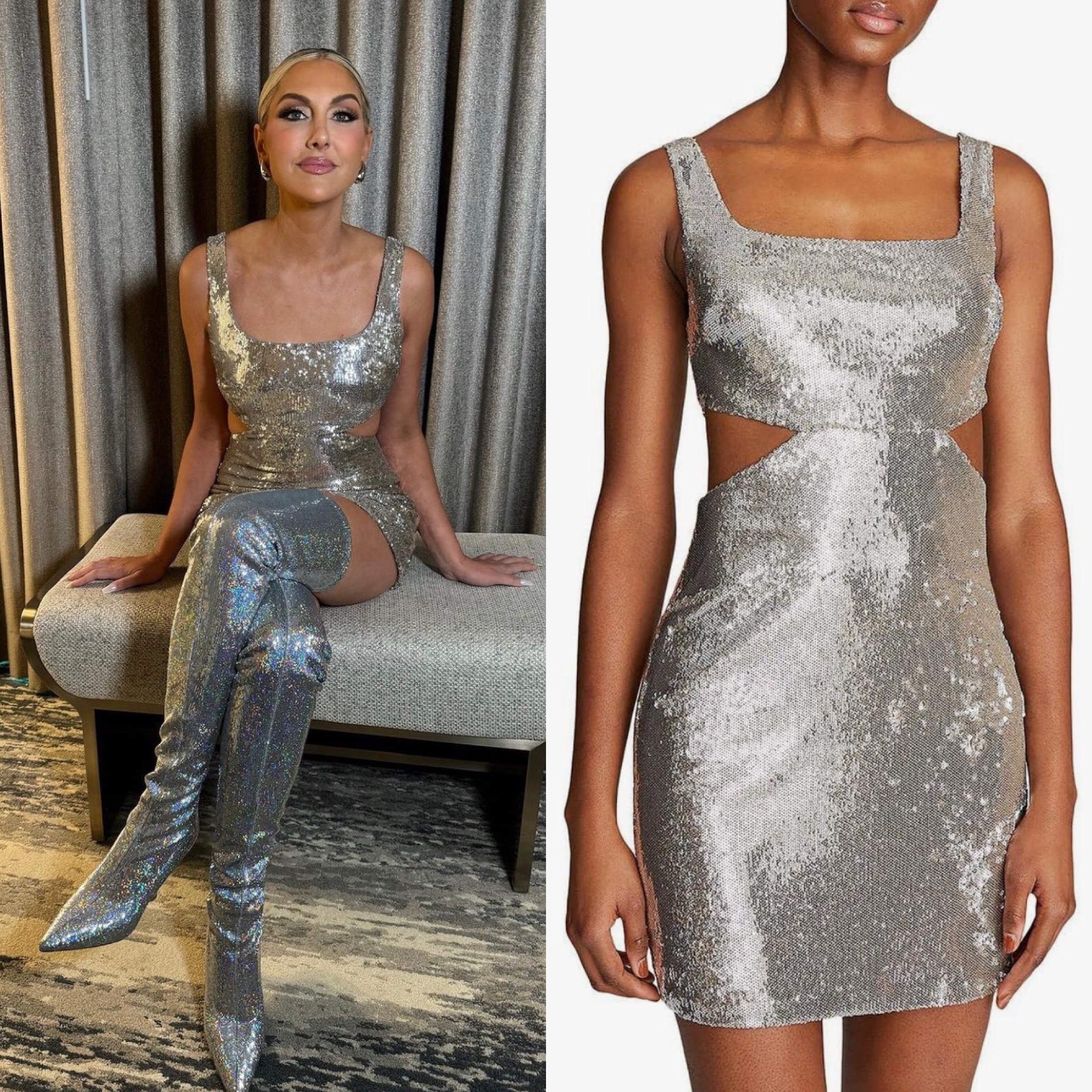 Gina Kirschenheiter’s Silver Cutout Mini Dress at #BravoCon2023 📸= @ginakirschenheiter 