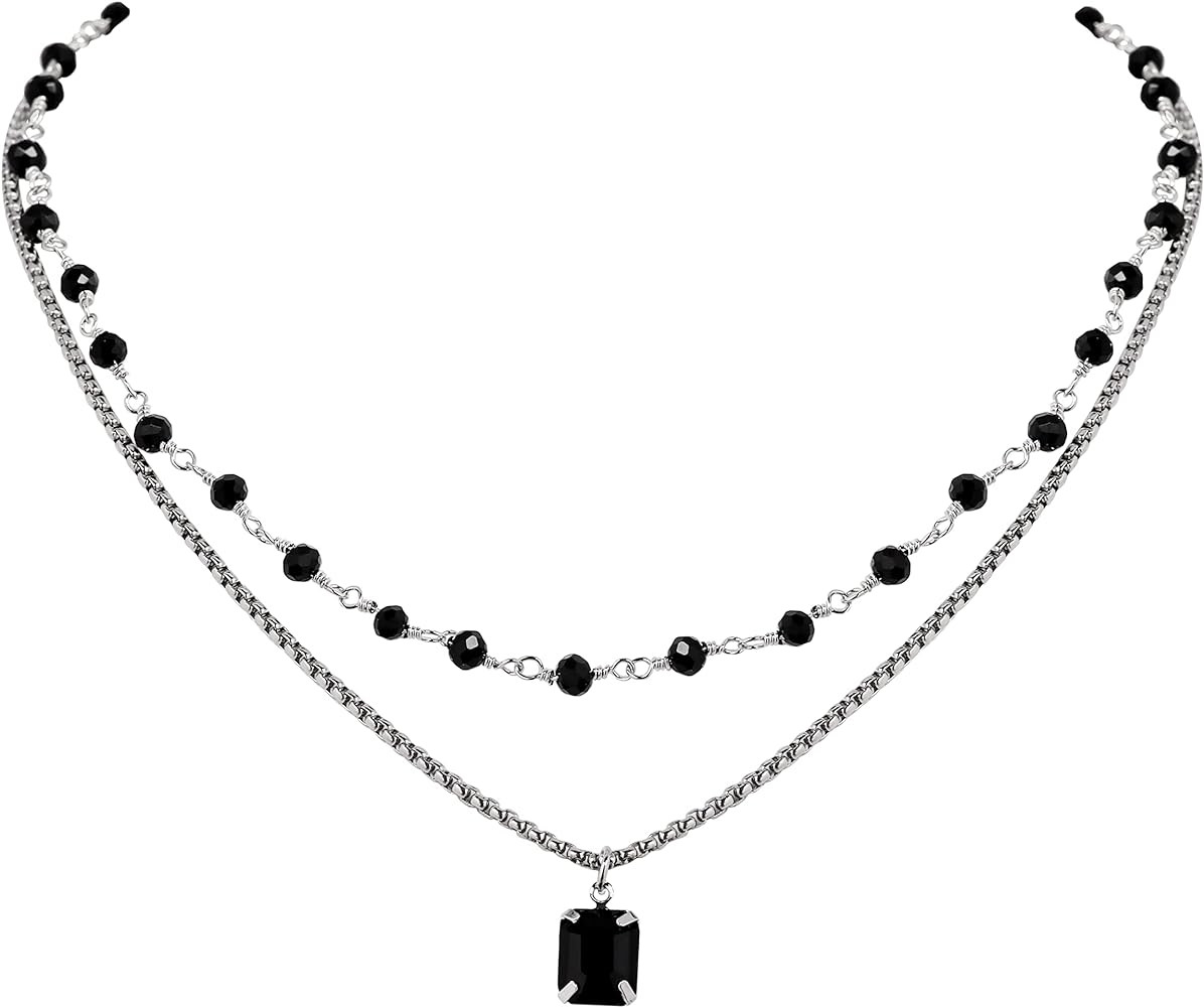 Sacina Gothic Boho Crystal Necklace, Layered Necklace, Black Choker, Gothic Choker, Christmas Jew... | Amazon (US)