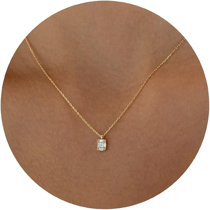 Tewiky Diamond Pendant Necklace for Women， Dainty Gold Layered Necklaces 14k Gold Plated Stacke... | Amazon (US)