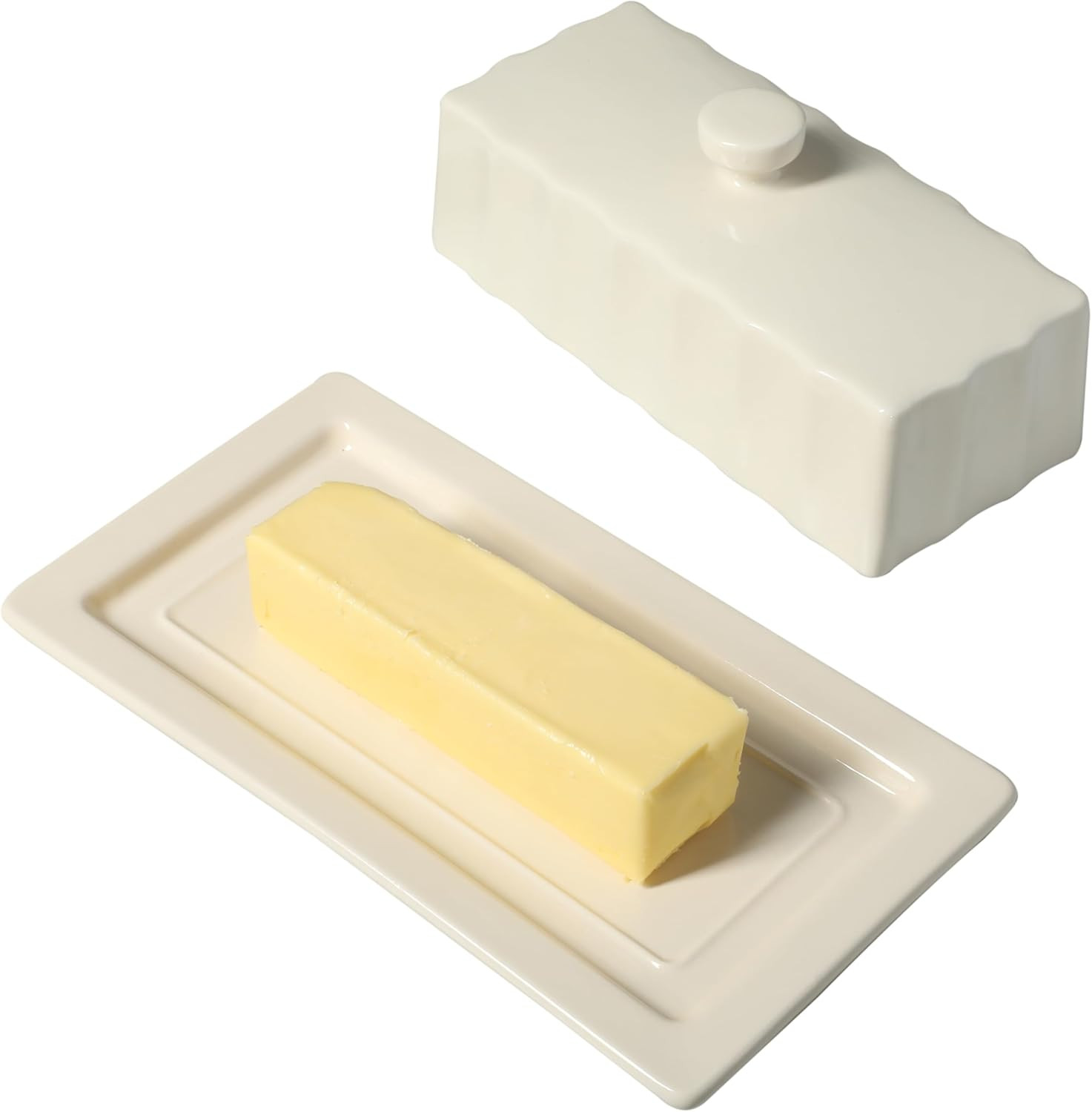 Martha Stewart Broadbrook Stoneware Butter Dish with Lid, Rectangular Covered Butter Keeper, 8.1 ... | Amazon (US)