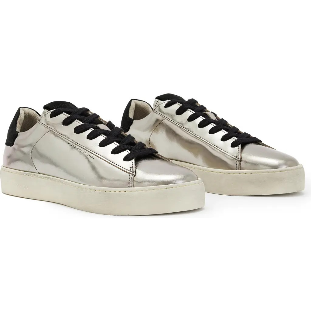 AllSaints Shana Metallic Sneaker in Silver at Nordstrom, Size 8Us | Nordstrom