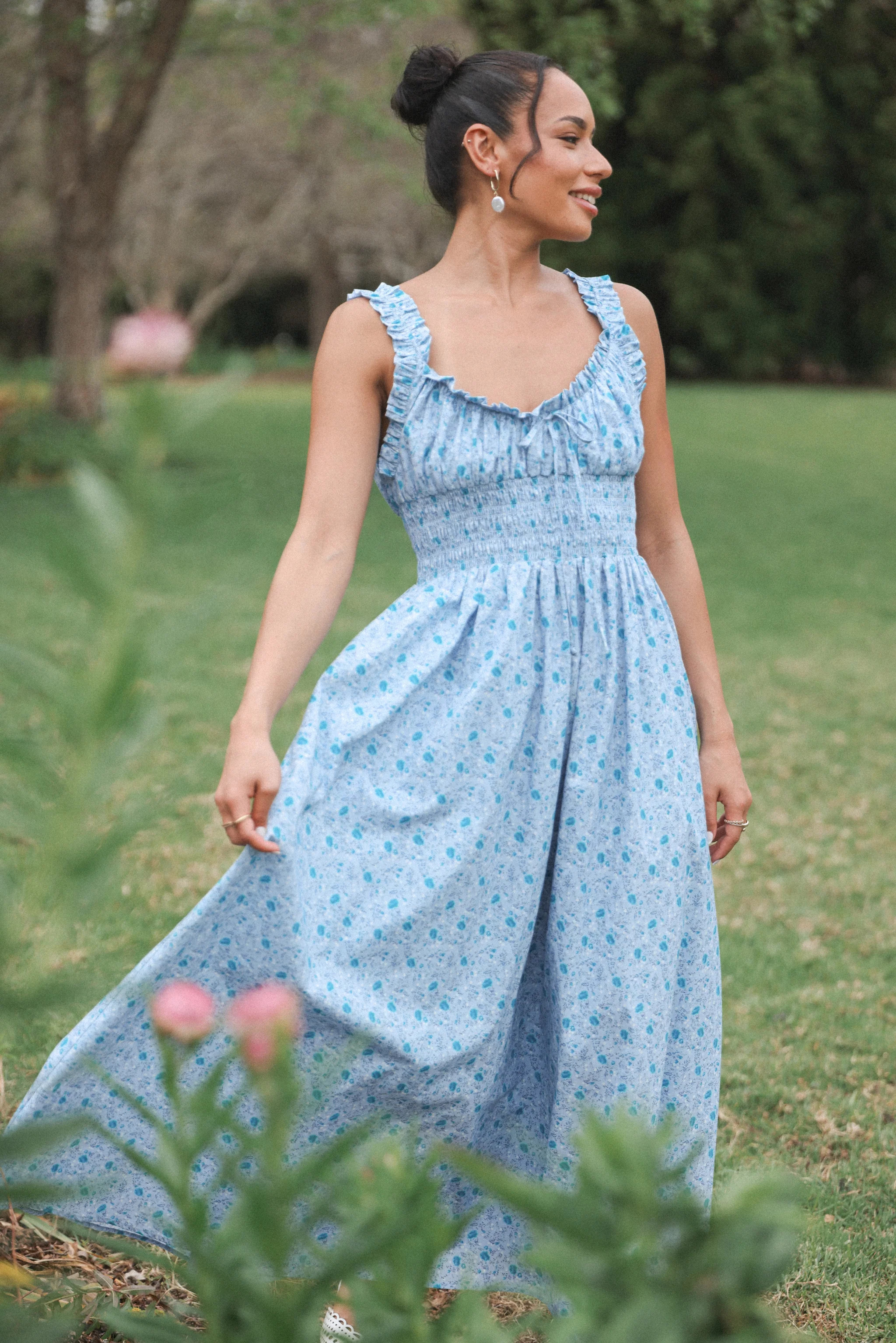 Marlena Midi Dress - Blue Floral | Petal & Pup (US)