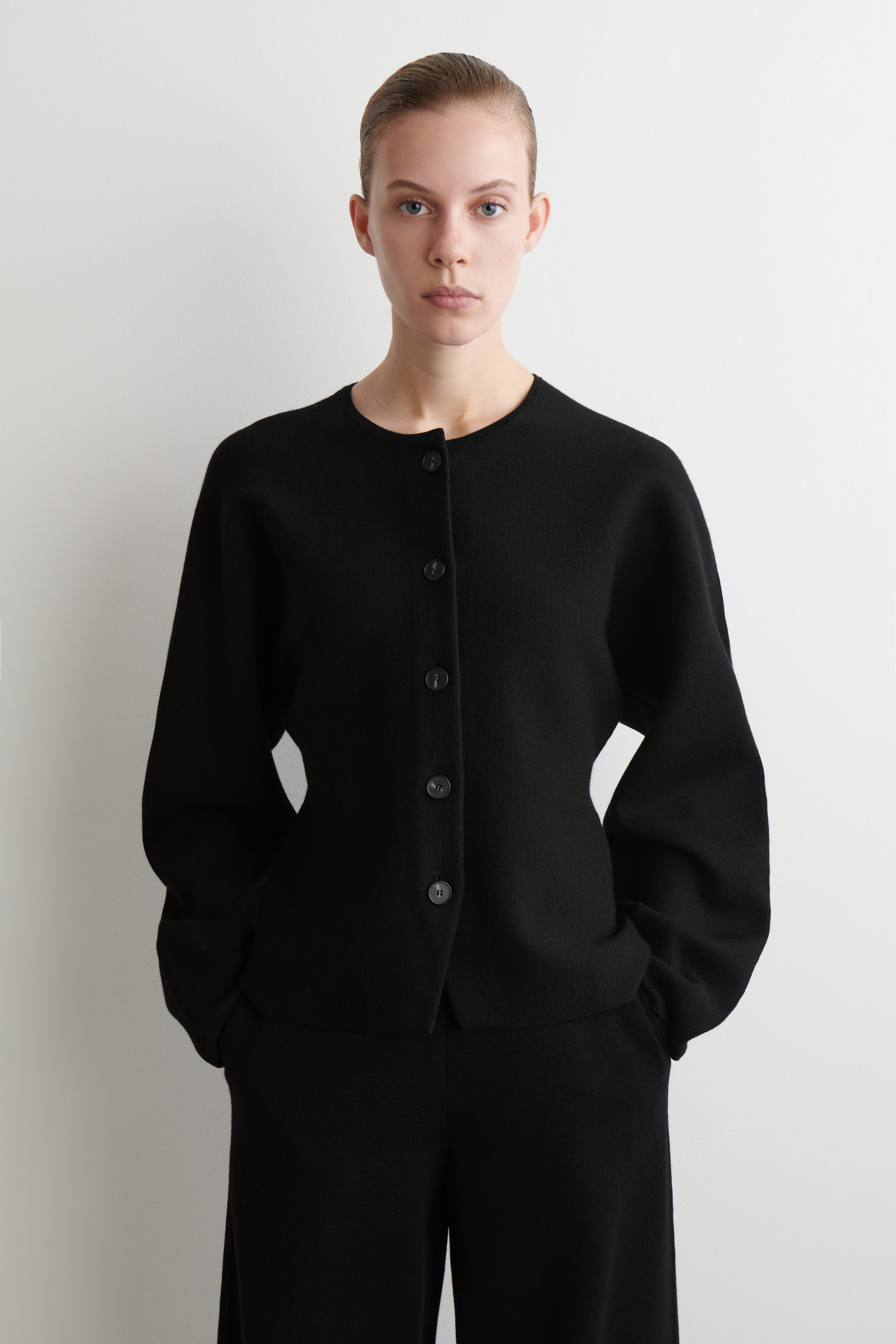 SCULPTED WOOL CARDIGAN - BLACK | COS GB | COS UK