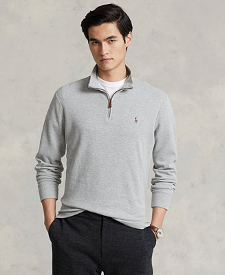 Men's Estate-Rib Cotton Quarter-Zip Pullover | Macy's