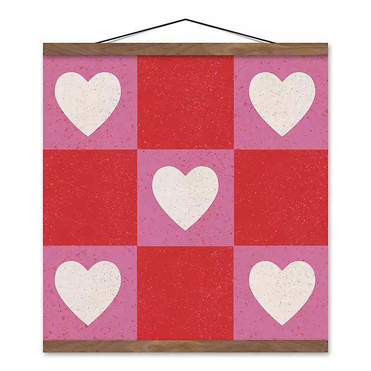 New! Heart Checkered Board Hanging Canvas Art Print | Kirkland's Home