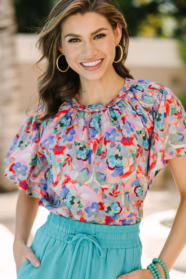 Have An Adventure Red Ditsy Floral Blouse | The Mint Julep Boutique
