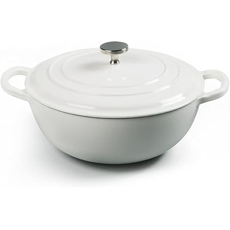 Amazon Basics Enameled Cast Iron Covered Dutch Oven, 4.3-Quart, White | Amazon (US)