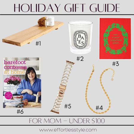 And some fun and sweet gifts for Mom under $100!  You don’t have to spend a lot of money to buy your Mom a special gift ❤️.

#1 - Wooden Bath Tray
#2 - Candle
#3 - Family Christmas Book
#4 - Gold Chain Necklace
#5 - Clear Smart Watch Band
#6 - Barefoot Contessa Cookbook

#LTKunder100 #LTKHoliday #LTKGiftGuide
