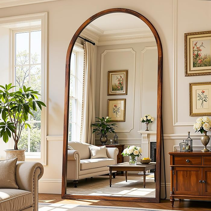 Full Length Mirror 76"×41" Floor Mirror Standing Tall Mirror, Arched Stand up Large Wall Mirrors... | Amazon (US)