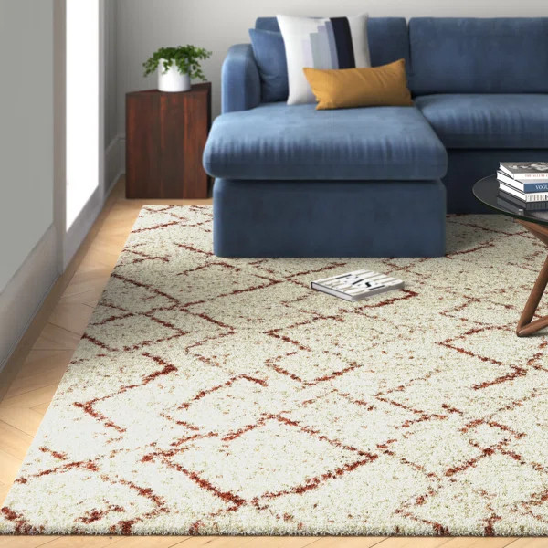 Politte Geometric White/Orange Area Rug | Wayfair North America