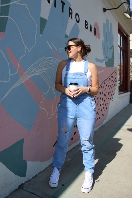 Casual spring outfit: white mock neck tank. denim coveralls 
Spring outfit 
Easter outfit 


#LTKFind #LTKSeasonal #LTKFestival