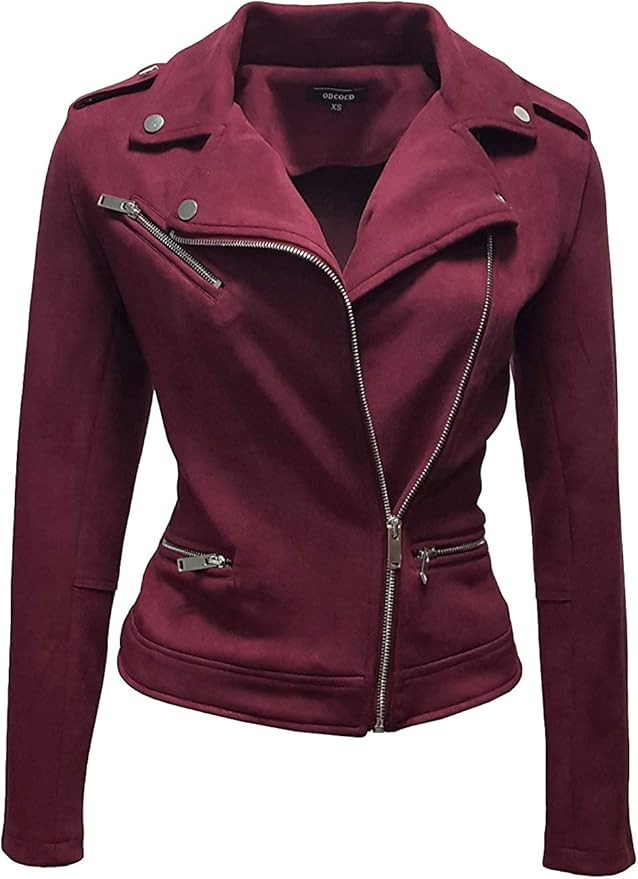 ODCOCD Faux Suede Jacket for Women Long Sleeve Zipper Up Casual Outwear | Amazon (US)