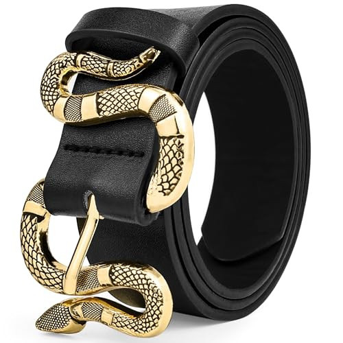 Farcauo Snake Belt Womens Belts with Snake Buckle Black Women Cool Belt Women Belts for Dresses Jeans Shorts Fashion Trendy Outfits Accessories | Amazon (US)