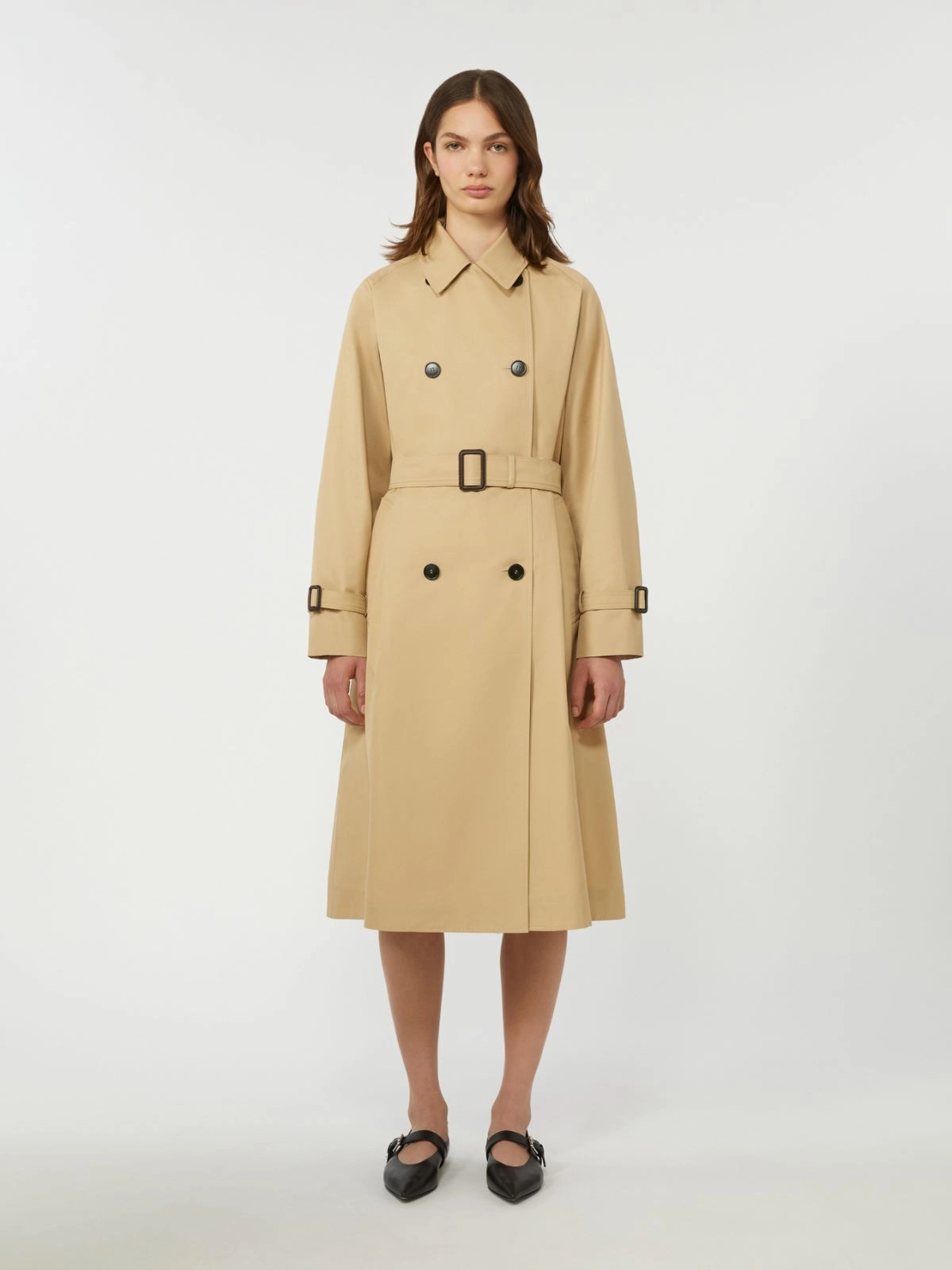 Reversible water-repellent gabardine trench coat, beige | Max Mara | MaxMara