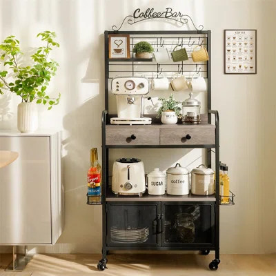 61.02"H Coffee Bar Cart With Wheels | Wayfair North America