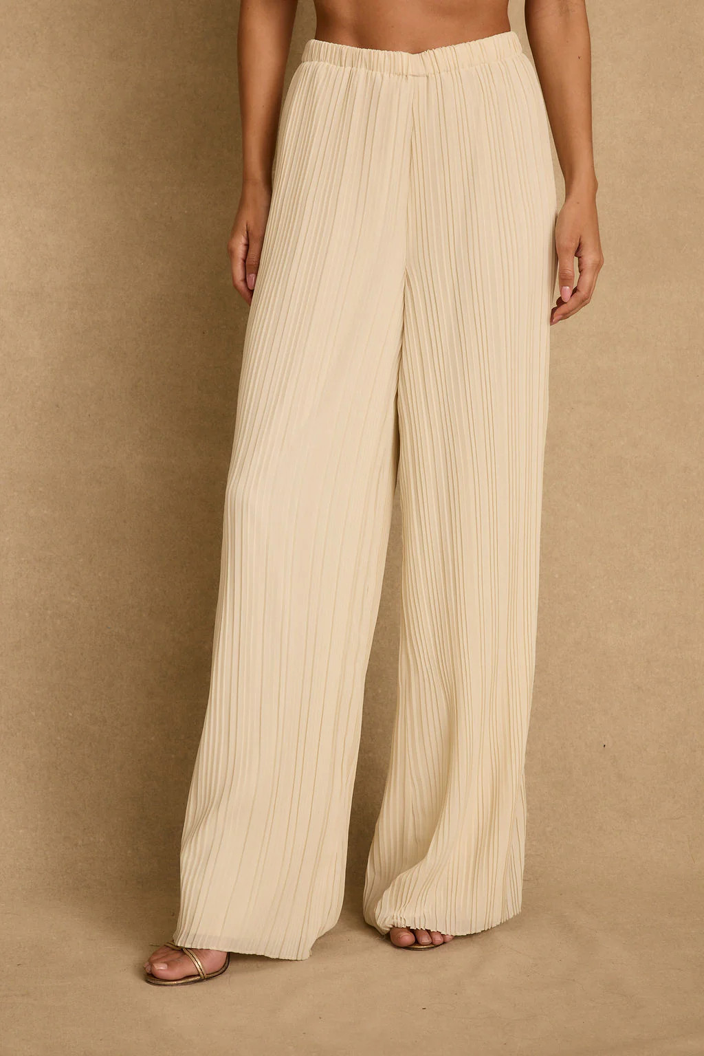 Zaria Cream Plisse Pants | 12th Tribe | 12th Tribe