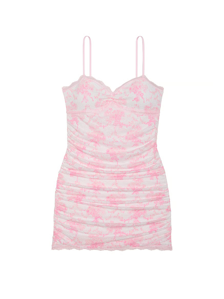 PINK x LoveShackFancy Ruched Lace Mini Dress | Victoria's Secret (US / CA )