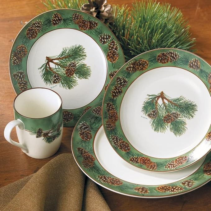 Wild Wings 8955209101 Wild Wings Pinecone 16-Piece Dinnerware Set | Amazon (US)