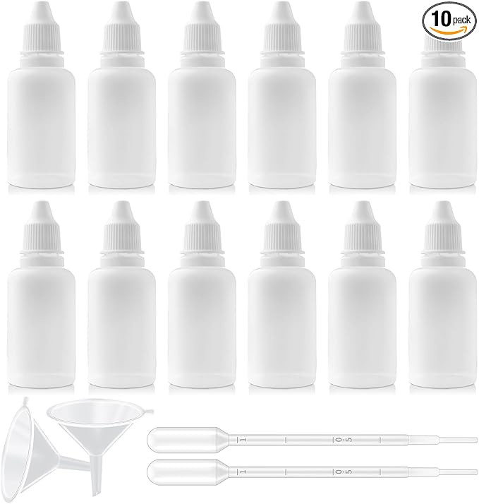 12PCS 15ML White Plastic Empty Squeezable Dropper Bottles Portable Eye Liquid Dropper Small Plast... | Amazon (US)