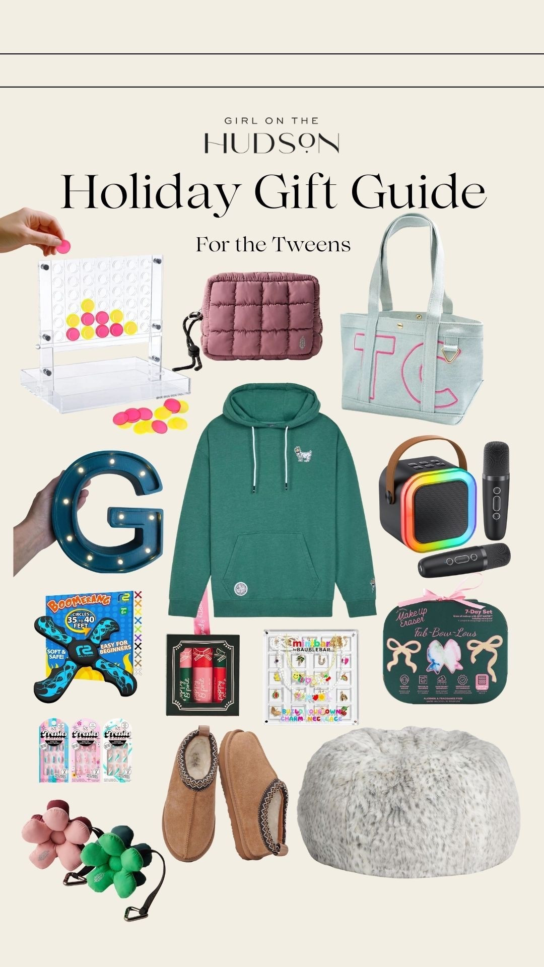 Gift guides for the tweens!

Customized totes, bead kits light up name signs, a nerf boomerang, cozy bean bag chair, beauty products, aerie quilted pouch, press-on nails

#LTKKids #LTKCyberWeek #LTKGiftGuide