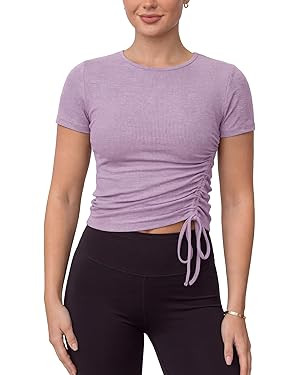 Zengjo Womens Long/Short Sleeve Workout Tops Ruched Side Yoga Atheltic Shirt Slim Fitted | Amazon (US)