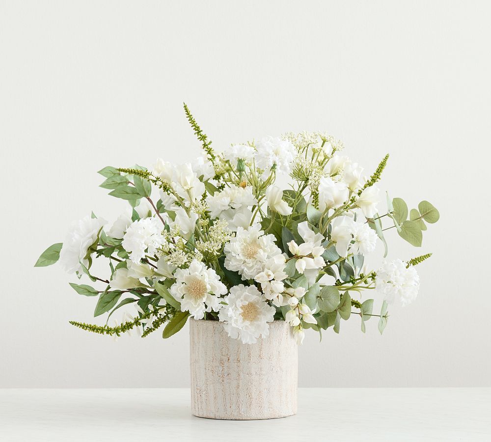 Faux Composed White Blooms By Juliet | Pottery Barn (US)