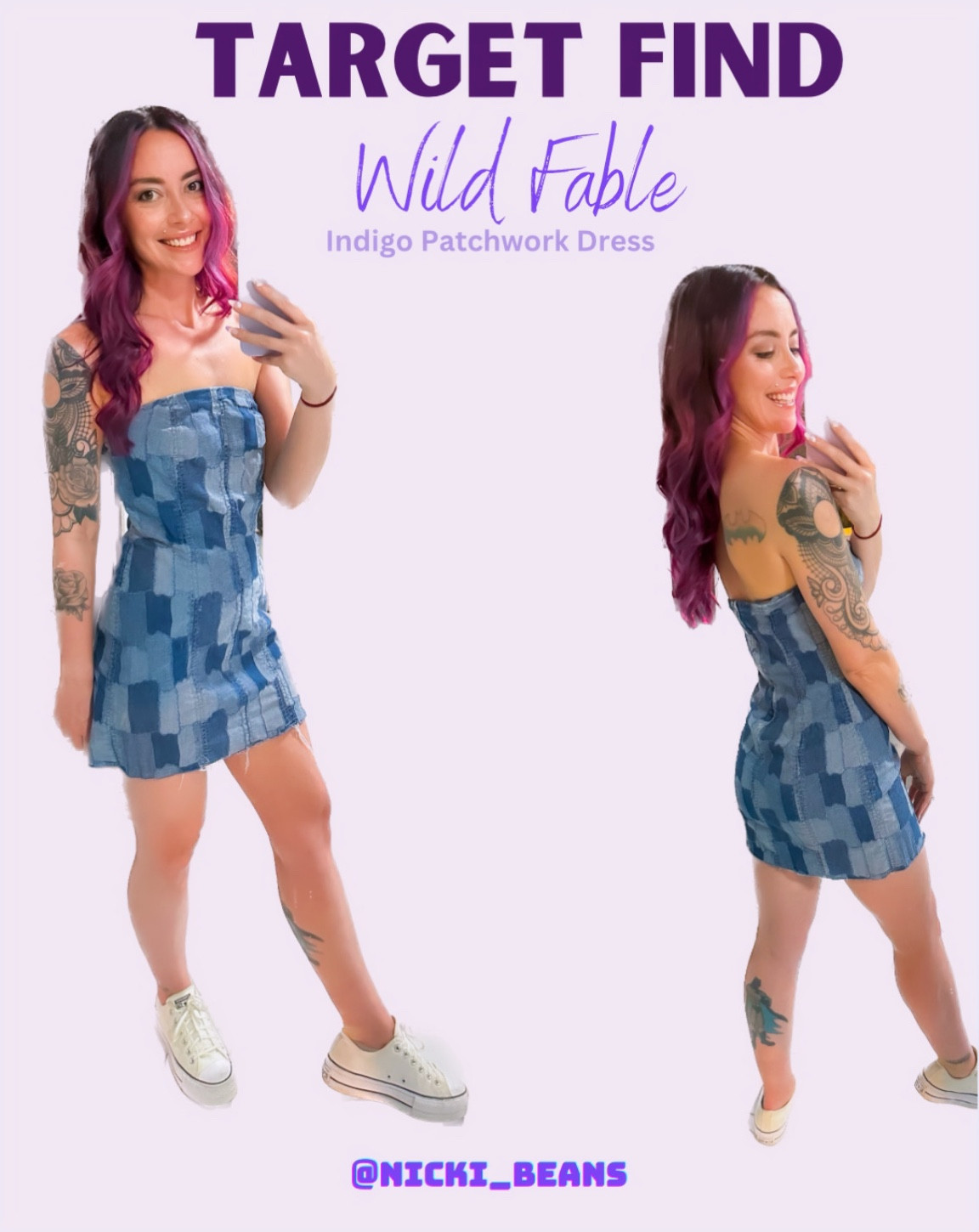 Cute patchwork dress from Target with so many FUN ways to style!! 

I paired with platform converse, but also with white ankle cowgirl booties 🤠

#LTKstyletip #LTKunder50 #LTKfit