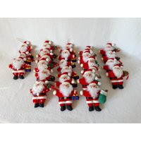 Vintage Santa Claus Ornaments - Plush Retro Christmas Tree Decoration Red Suit With Gift Bag & Glitter Details 1980S Holiday Decor | Etsy (US)