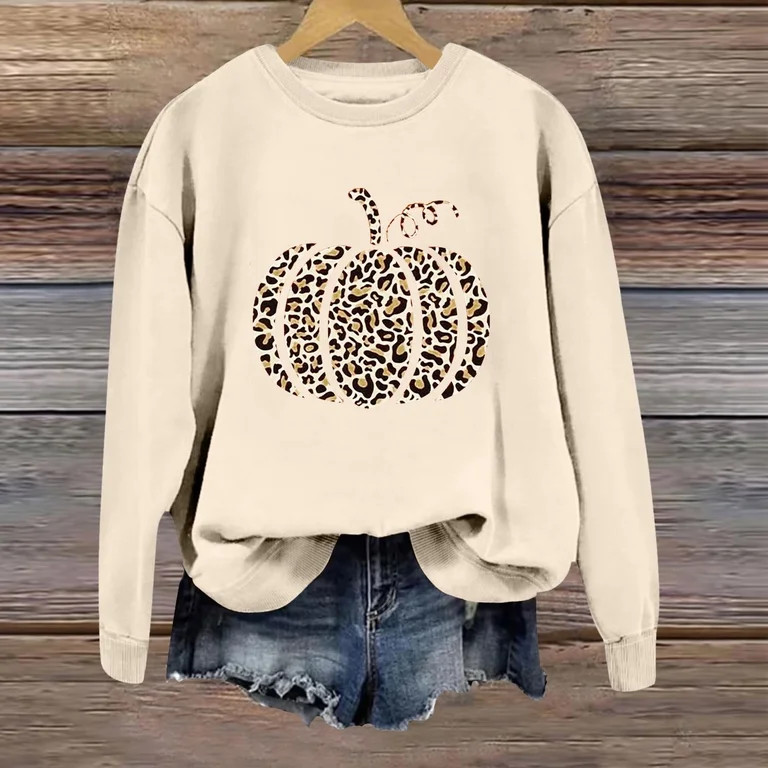 Fall Sweatshirts for Women 2025 Long Sleeve Crewneck Pumpkin Graphic Sweatshirt Halloween Thanksg... | Walmart (US)
