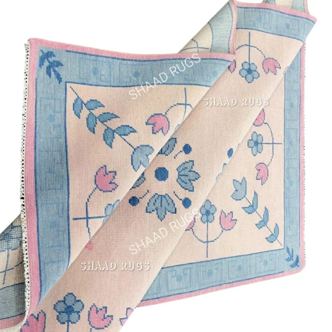 8x10 Pink and Blue Oushak Rug–handwoven Wool Area Rug in 9x12, 10x14–soft Pastel Turkish Carp... | Etsy (US)