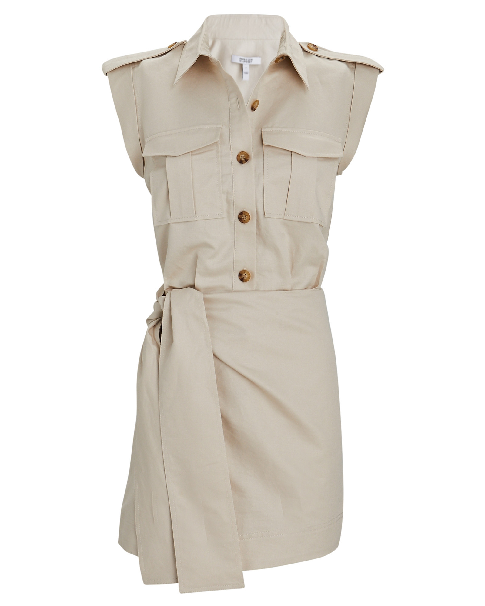 Derek Lam 10 Crosby Linen-Cotton Twill Mini Cargo Dress, Beige 12 | INTERMIX