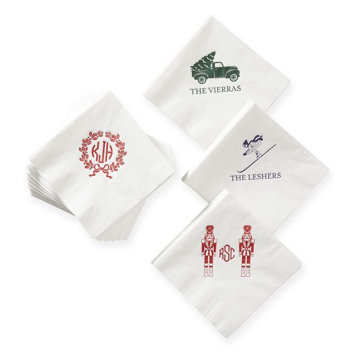 Holiday Letterpress Cocktail Napkins, Set of 50 | Mark and Graham