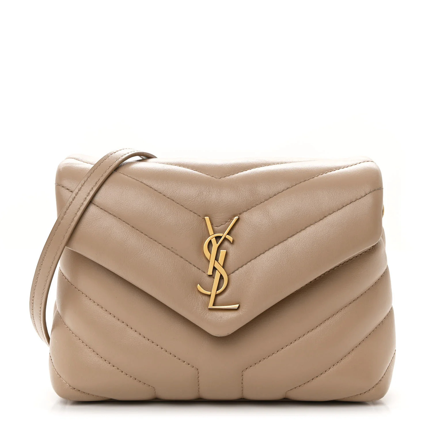 Calfskin Y Quilted Monogram Toy Loulou Crossbody Bag Dark Beige | FASHIONPHILE (US)