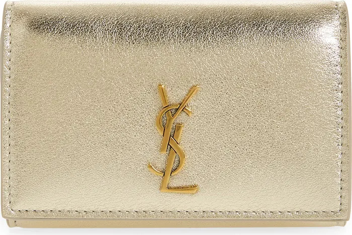 Saint Laurent Metallic Leather Trifold Key Case | Nordstrom | Nordstrom