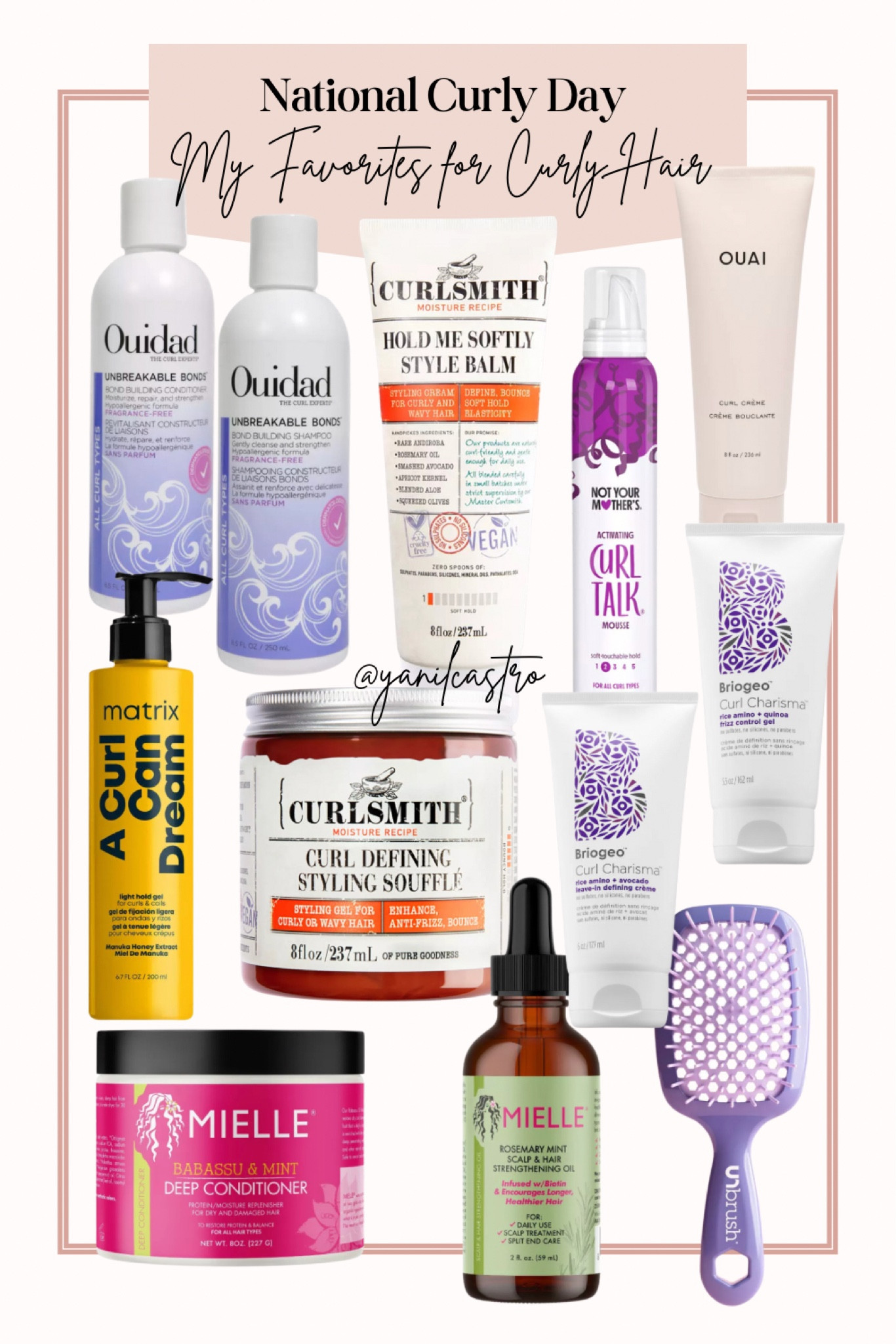 In honor of National Curly Hair Day, here are my favorite curly hair products 💕💕 

These I will buy over and over again 🥹💕

Briogeo curl creme & gel, Mielle Rosemary oil & deep conditioner, Matrix gel, Curlsmith souffle & balm, Ouidad Shampoo & conditioner, not your mothers gel, Unbrush brush 

#LTKbeauty #LTKGiftGuide #LTKfindsunder50