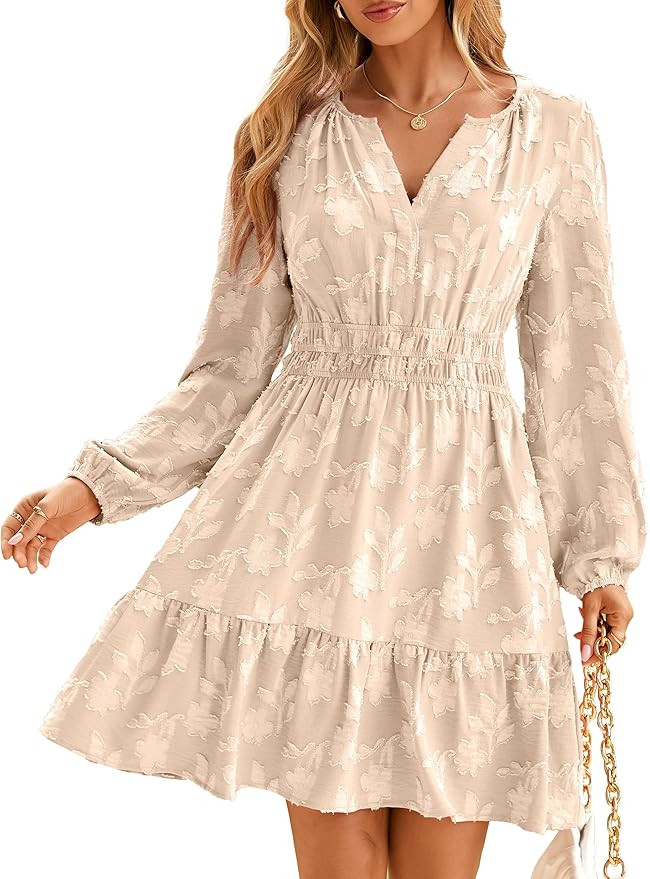 BerryGo Womens Long Sleeve Mini Dress Casual A Line Flowy Loose Vacation Party Babydoll Fall Shor... | Amazon (US)