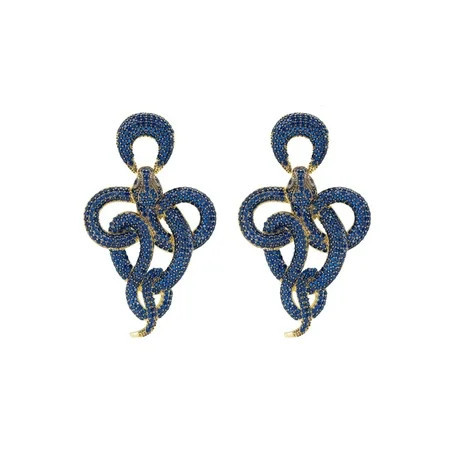 Latelita Viper Snake Dangle Earrings 18ct Gold Plated Sterling Silver Dangle Lab Created Round Cubic Zirconia Blue Gold Animal Inspired | Walmart (US)